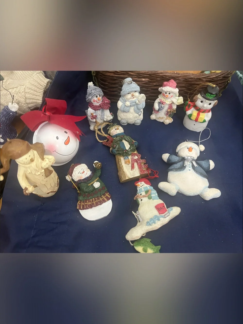 Vintage 10pc Snowman Assortment of Ornaments Perfect Tree Decor 389